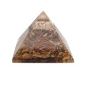 Resin Tiger's Eye Orgonite Pyramid with Spiral 7x7cm