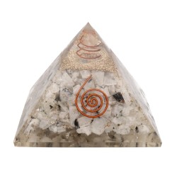 Piramide Orgonita in Pietra Luna in Resina con Spirale 7x7cm