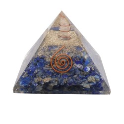 Piramide Orgonita in Lapislazzuli in Resina con Spirale 7x7cm