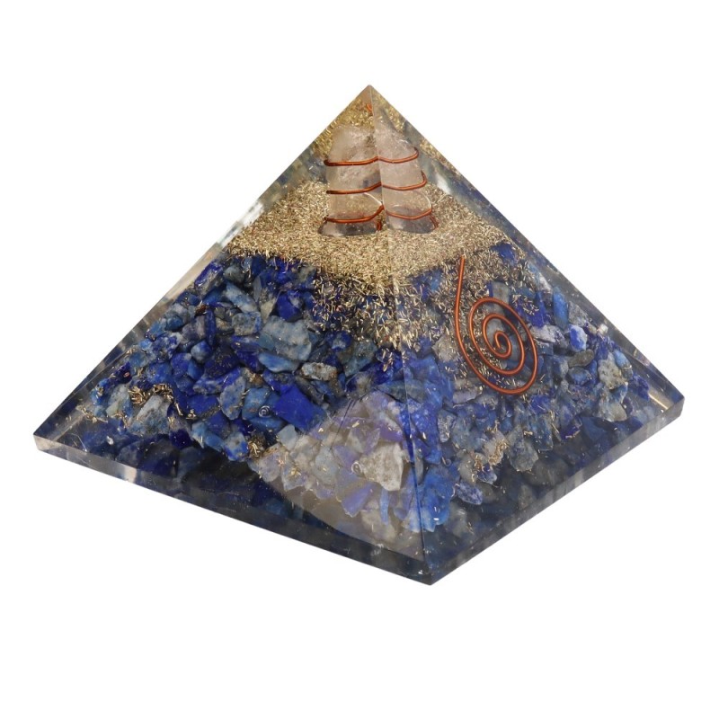 Piramide Orgonita in Lapislazzuli in Resina con Spirale 7x7cm