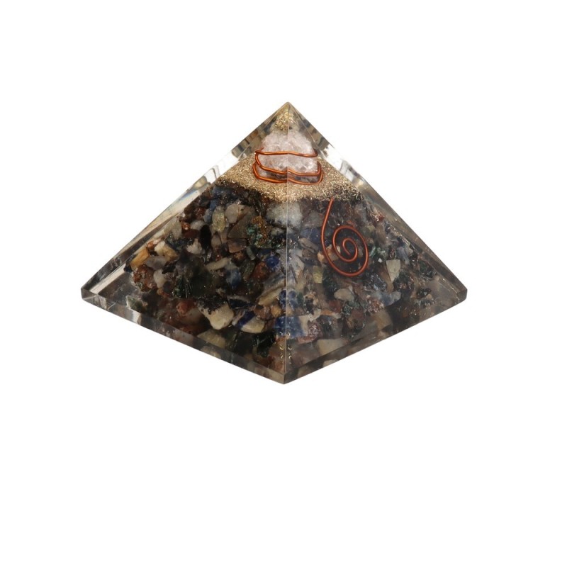 Piramide Orgonite di Zaffiro in Resina con Spirale 5x5cm
