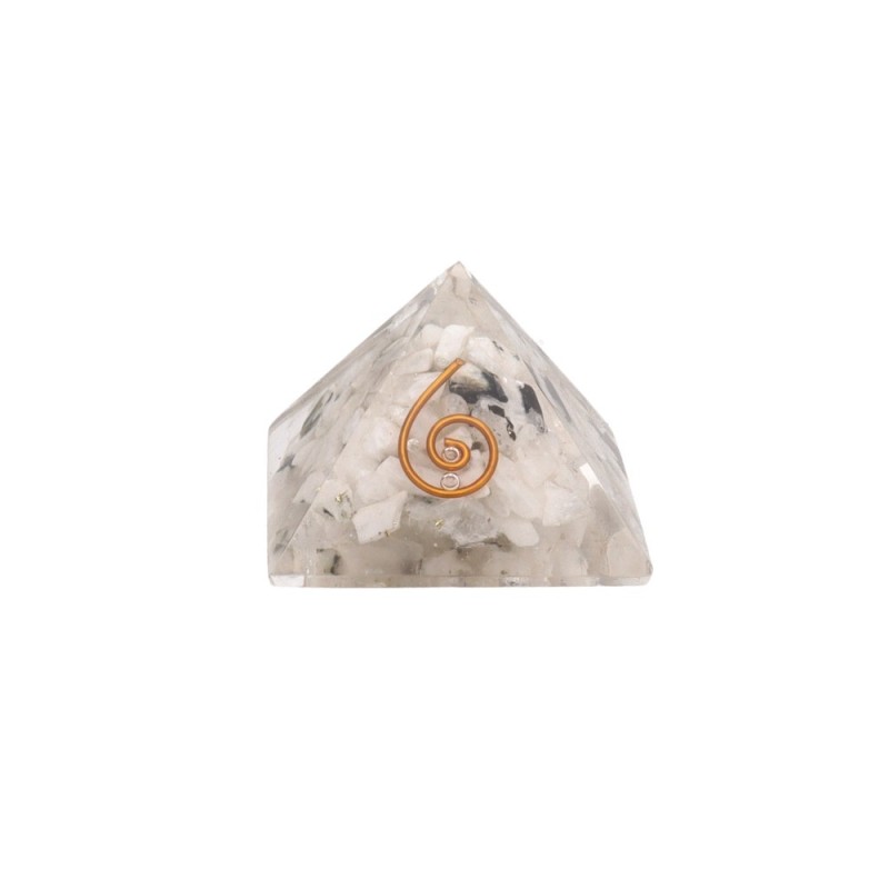 Pirámide Orgonita di Pietra Luna in Resina con Spirale 2.5x2.5cm