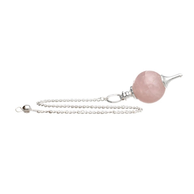 Pendolo Mermet in Quarzo Rosa con Bagno d'Argento (MER5)