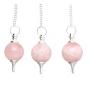 Pêndulo de Quartzo Rosa Mermet com banho de prata (MER5)
