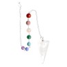 Péndulo Facetado de Cuarzo Blanco con Chakras en Baño de Plata (FAC32)