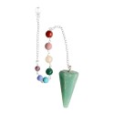 Pendule à facettes en quartz vert avec chakras plaqués argent (FAC36)