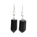 Boucles d'oreilles en obsidienne plaquée argent