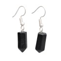 Silver Plated Obsidian Point Earrings