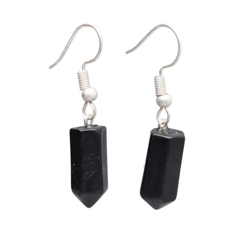 Orecchini Punta di Obsidiana in Bagno d'Argento