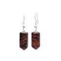 Silver Plated Mahogany Obsidian Earrings