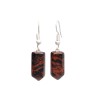 Pendientes Punta de Obsidiana Caoba en Baño de Plata