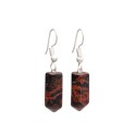 Silver Plated Mahogany Obsidian Earrings