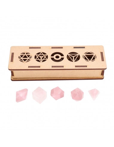 Pacco di forme platoniche in quarzo rosa