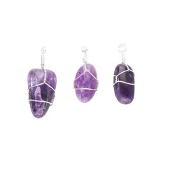 Pendant Tumbled of Amethyst in Silver Bath