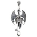 Ciondolo Drago Ali Aperte in Punta di Quarzo M in Argento Sterling 925-2