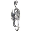 Open Wings Dragon Pendant on M Quartz Point in Sterling Silver 925-2