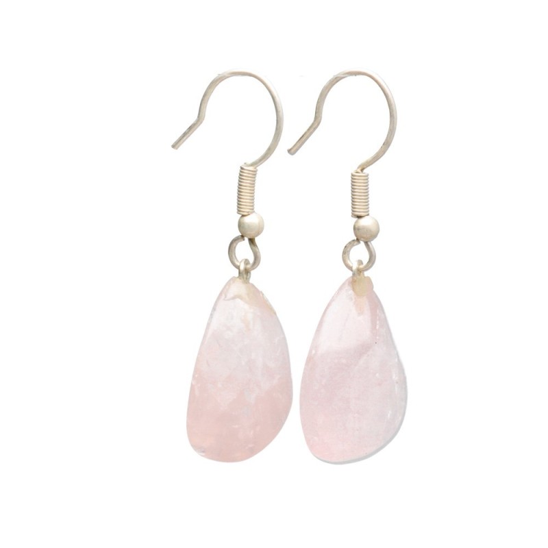 Orecchini a Goccia di Quarzo Rosa con Bagno d'Argento