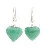 Boucles d'oreilles cœur en aventurine plaqué argent