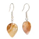 Hematoid Quartz Heart Earrings in Silver Plating