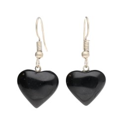 Orecchini Cuore di Obsidiana in Bagno d'Argento