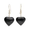Silver Plated Obsidian Heart Earrings