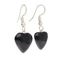 Orecchini Cuore di Obsidiana in Bagno d'Argento