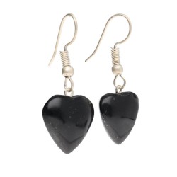 Orecchini Cuore di Obsidiana in Bagno d'Argento