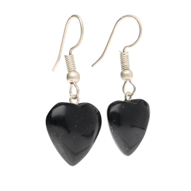 Orecchini Cuore di Obsidiana in Bagno d'Argento