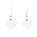 Pendientes Corazón de Cuarzo Lechoso en Baño de Plata