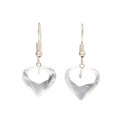 Silver Plated White Quartz Heart Earrings