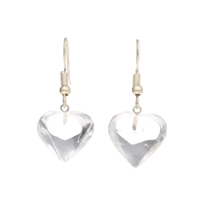 Orecchini Cuore di Quarzo Bianco in Bagno d'Argento