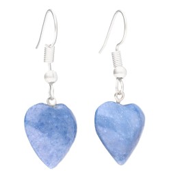 Orecchini Cuore di Quarzo Blu in Bagno d'Argento
