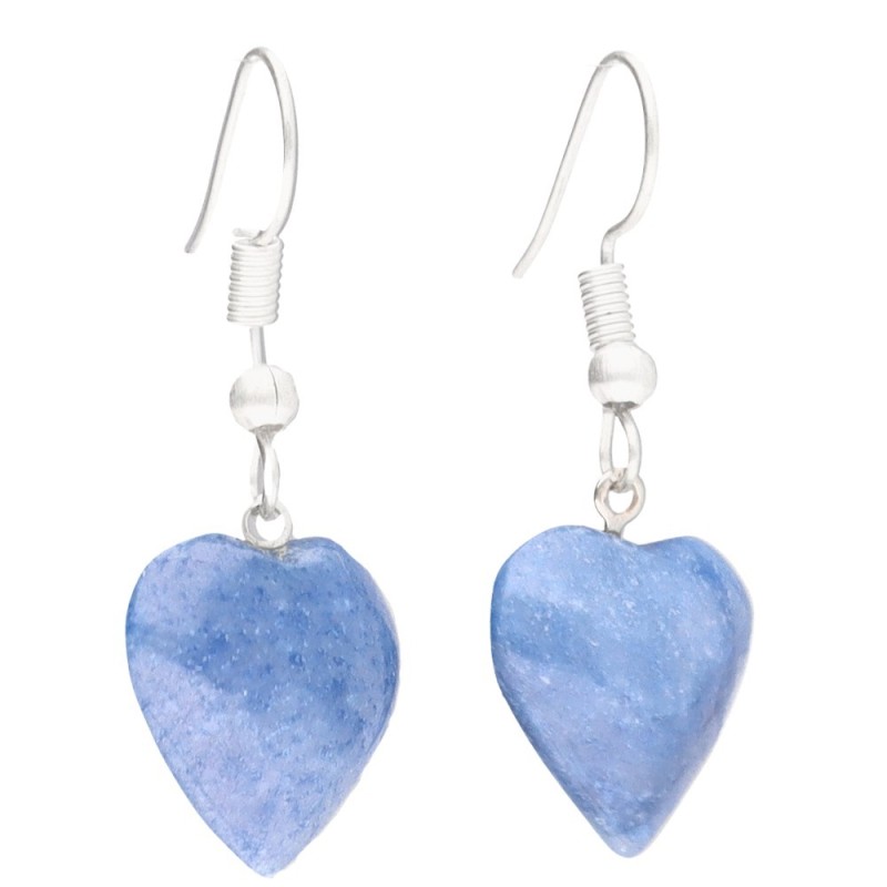 Orecchini Cuore di Quarzo Blu in Bagno d'Argento