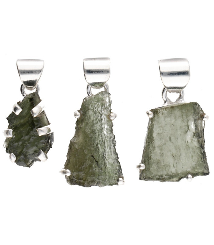 Pendente in Moldavite in Argento Sterling 925 (3 - 3.9gr)