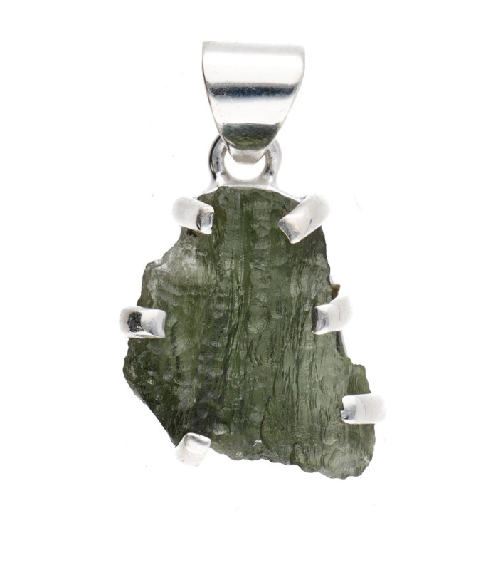 Pendente in Moldavite in Argento Sterling 925 (4 - 4.9gr)