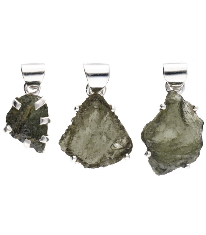 Pendente in Moldavite in Argento Sterling 925 (4 - 4.9gr)