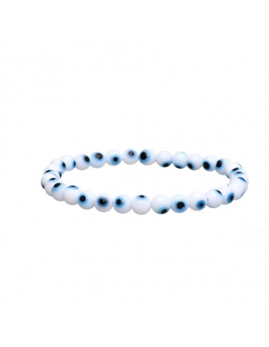 Pulsera di Occhio Turco Bianco 6mm