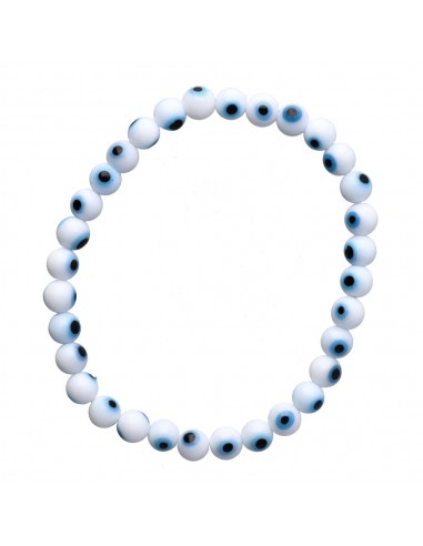 Pulsera di Occhio Turco Bianco 6mm
