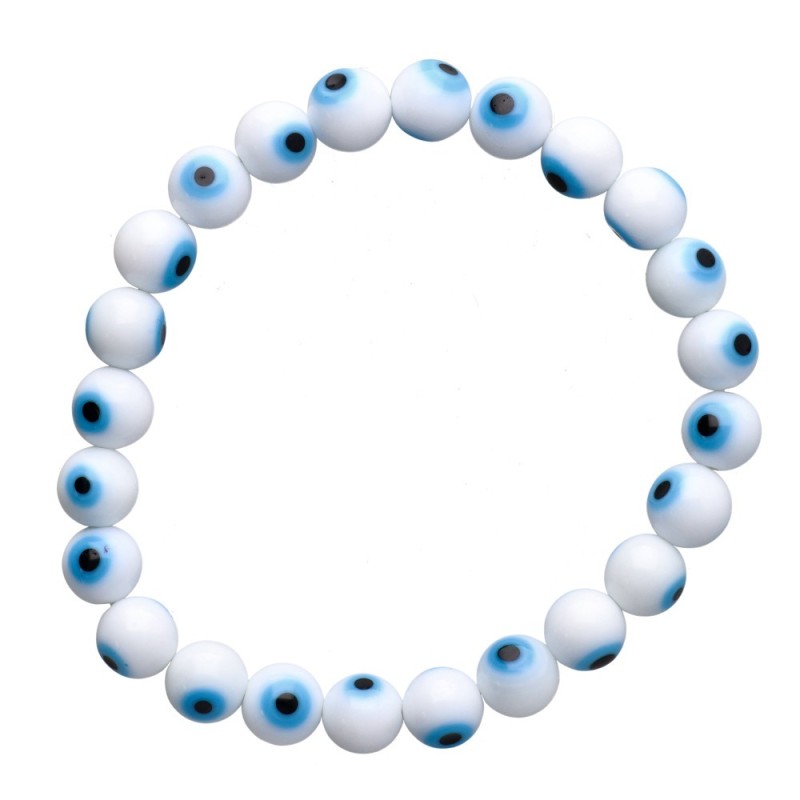Bracciale con Occhio Turco Bianco 8mm