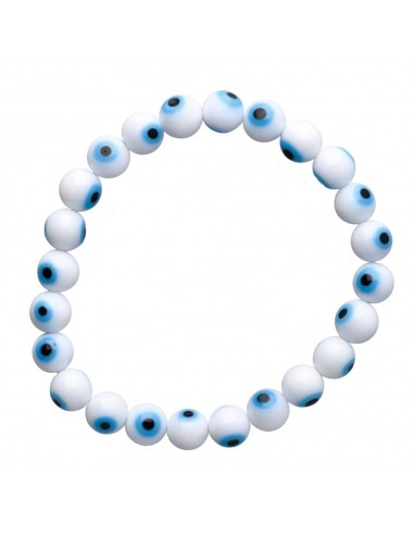 Pulseira de olho turco branco 8mm