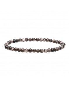 Silver Obsidian Bracelet 4mm