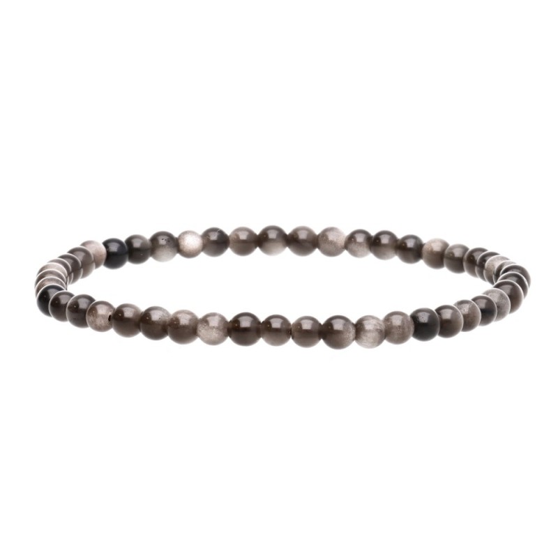 Bracciale in Obsidiana Argentata 4mm