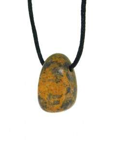 Pendente de jaspe leopardo perfurado com fio e fecho de metal