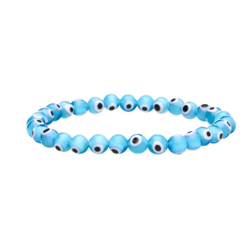 Bracciale con Occhio Turco Azzurro Chiaro 6mm