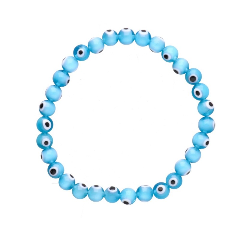 Bracciale con Occhio Turco Azzurro Chiaro 6mm