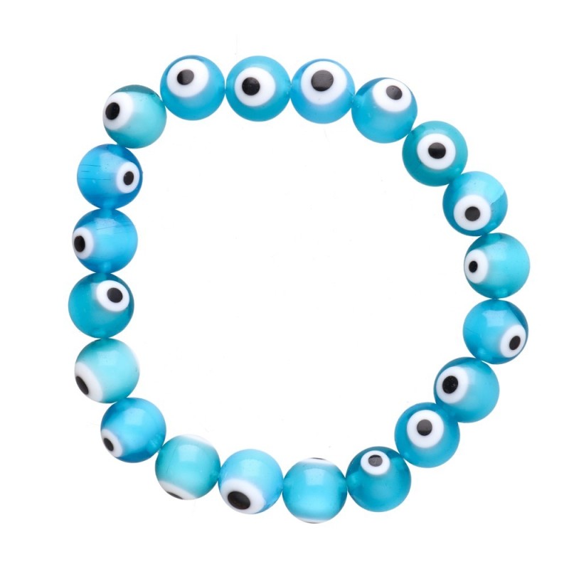 Bracciale di Oculo Turco Azzurro Chiaro 10mm