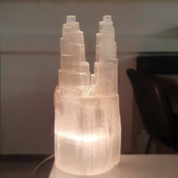 Candeeiro duplo de selenite grande