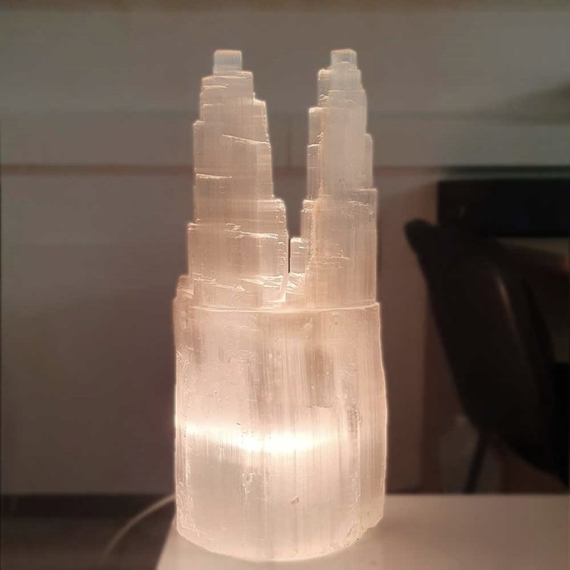 Lampada di Selenite Grande Doppia Extra