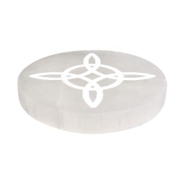 Piastra Circolare di Selenite Nodo di Strega Extra
