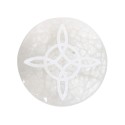 Placa circular com nó de bruxa em selenite
